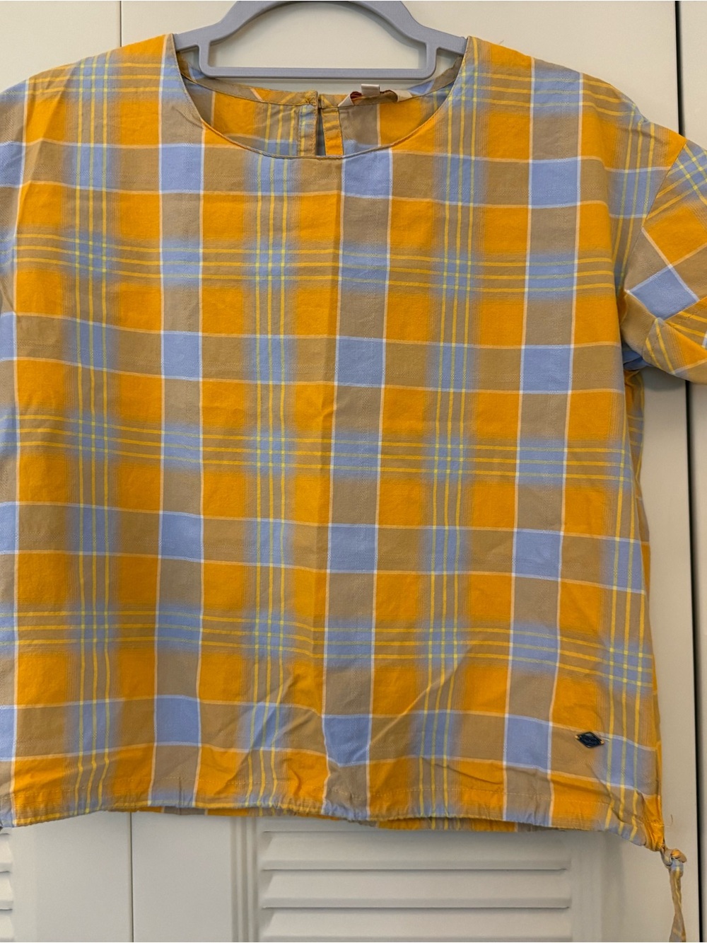 Kids Yellow & Light Blue Plaid Short-Sleeve Top